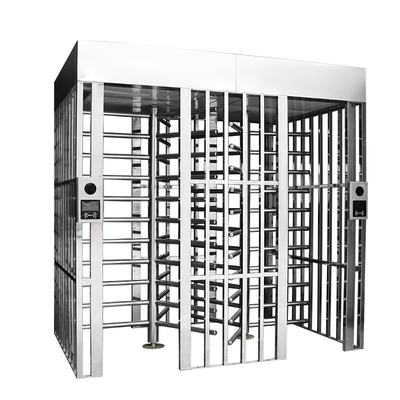 One Full Height Fingerprint Security Entry Gate Turnstile Double Door Security Pedestrian Gate