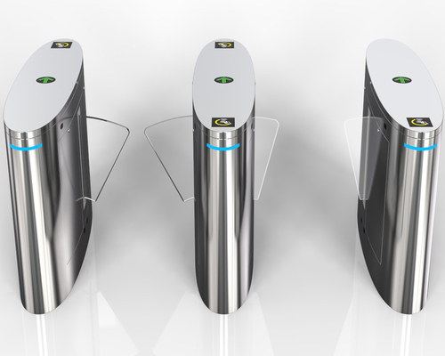 Modern Automatic Flap Access Control Turnstiles RFID Sensor Wing Barrier Gate For Subway Station Indoor/Outdoor Pedestrian Turnstile Gate